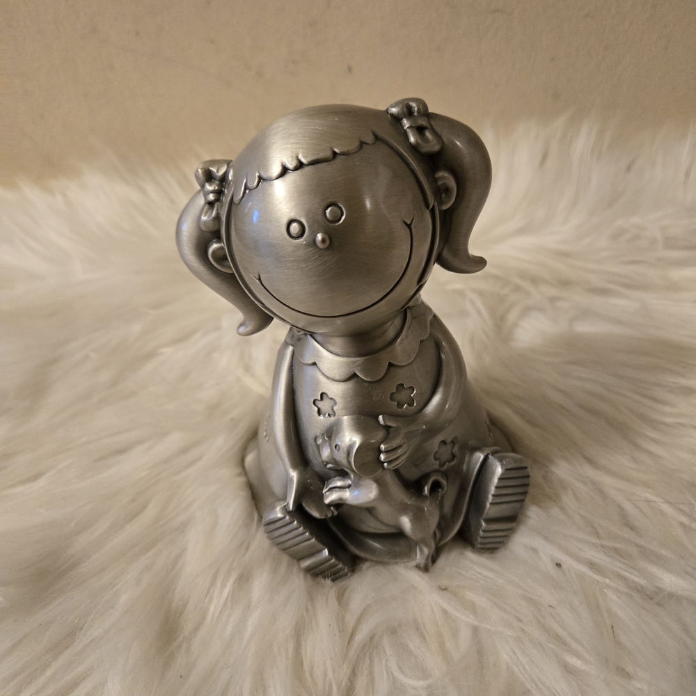 Silver Smiling Girl Figurine
